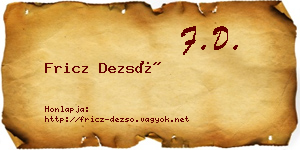 Fricz Dezső névjegykártya